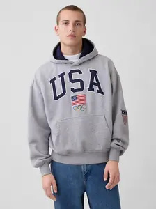 Adult Team USA Heavyweight Oversized Hoodie, Heather Grey