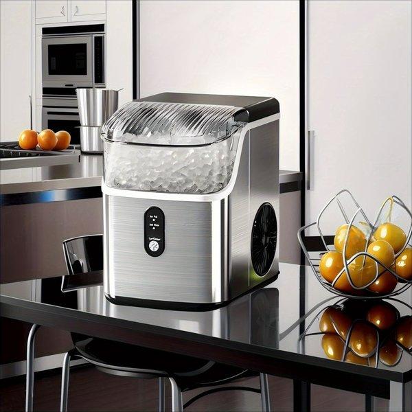 Portable Nugget Ice Maker Countertop – Pebble Ice Machine, 26–35 lbs/24H, Self Cleaning, One Click Operation, Chewable Pellet Ice for Home & Office