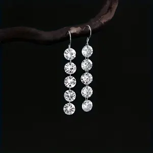 Pendant earrings set with sparkling synthetic zircon - elegant women's long earrings.
