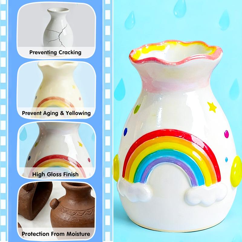 2 x 100ML Air Dry Clay Glaze, High Gloss Varnish, Protective Sealant to Prevent Cracking & Scratching While Providing a Gloss Glaze Effect - for Ceramics, Wood, Acrylic Painting and Crafts (Gloss) valentine's gift