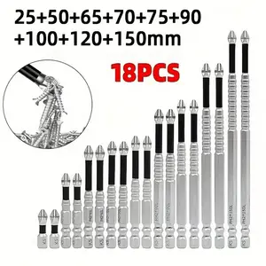 18/15pcs K5 Non-Slip Anti-Impact Threaded Drill Bit Set, High Magnetic Electric Screwdriver Drill Kit - High Hardness, Durable, Non-Slip, Shockproof Magnetic Drill Bit  Alloy Material, Impact Durability, Strong Magnetic Suction,