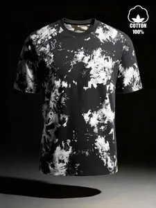 Men's 100% Cotton Loose Tie-Dye T-Shirt, Y2K Vintage Streetwear, Casual Short Sleeve Top, Soft Breathable Daily Wear, Menswear