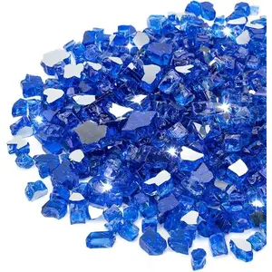 1 lb Dark Blue Crushed Ice Stones, Glass Stones, Vase Fillers, Pebbles, Suitable for Vase Fillers, Home Decor, Table Decoration, Events, Weddings, Crafts (1-2cm)