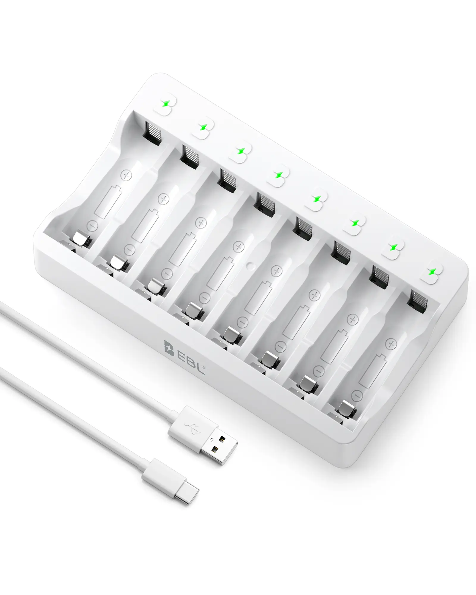 Ni-MH Rechargeable AA & AAA Batteries Bundle by EBL, 2800mAh AA / 1100mAh AAA Capacity, Matched With 8 Independent Slot Individual Charger