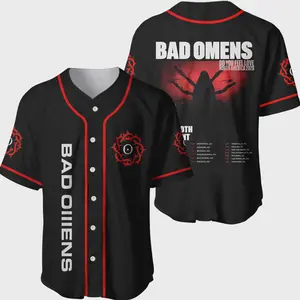 Badd Omenss Do You Feel Love Tour Baseball Jersey, Metalcore Band Concert Apparel, Button Down Graphic Top, Rock Fan Outfit | 150126.R0381.ID02