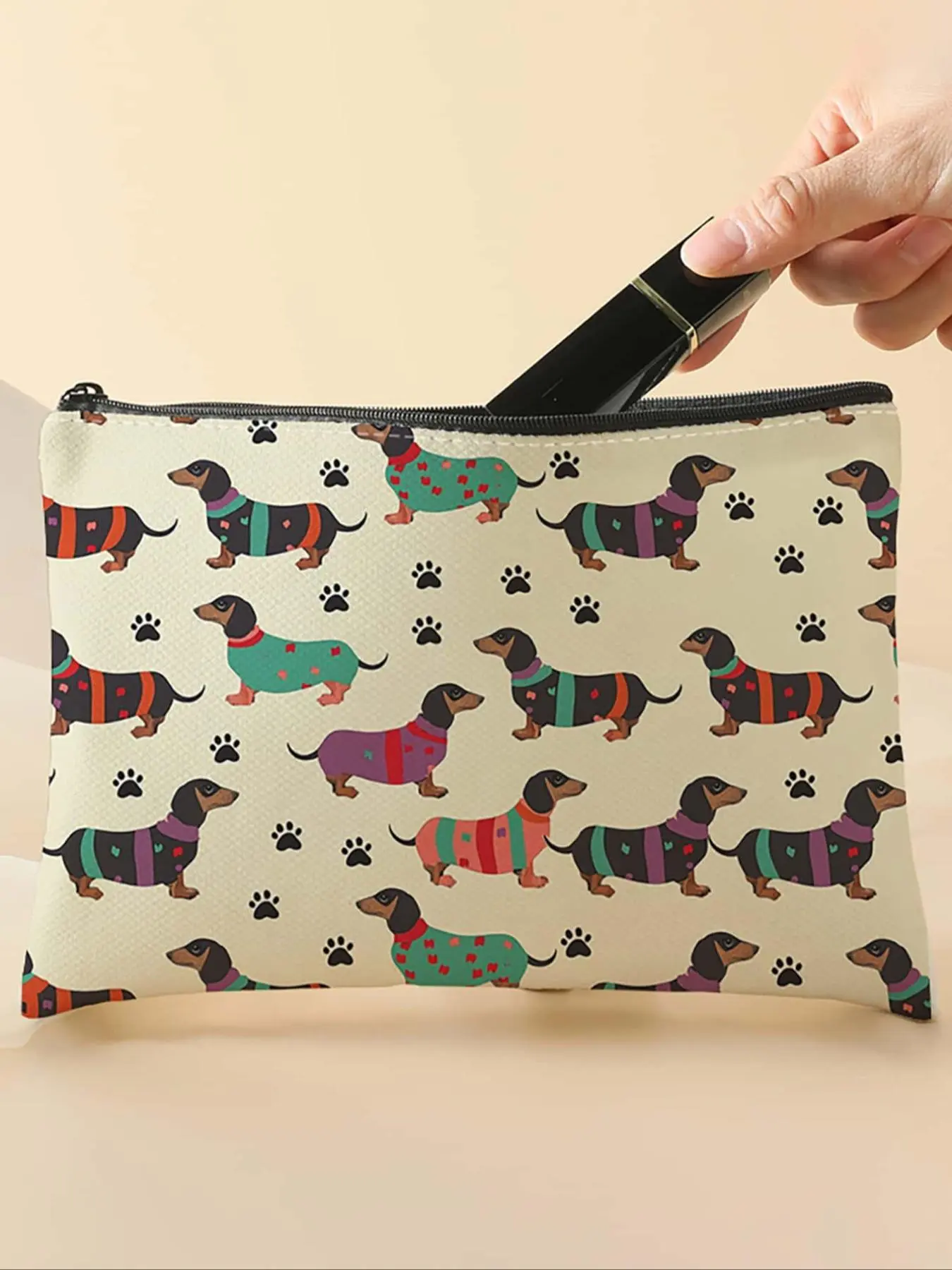 Random Color Dog Pattern Makeup Bag, 2025 New Style Multi-functional Storage Bag, Travel Makeup Bag, Cosmetic Travel Bags, Suitable for Leisure Travel, Business Trips, Cosmetic Pouch, Cosmetics Bag, Beauty Bag