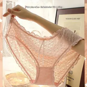 Pure Desire Panties Fairy-like Charm Plus Size for Elegant Look Fits 50-115kg Cotton Lace Plus-size Panties for Women Pink Sweetheart 200 Pounds Sexy Backside-hugging Breathable Triangle