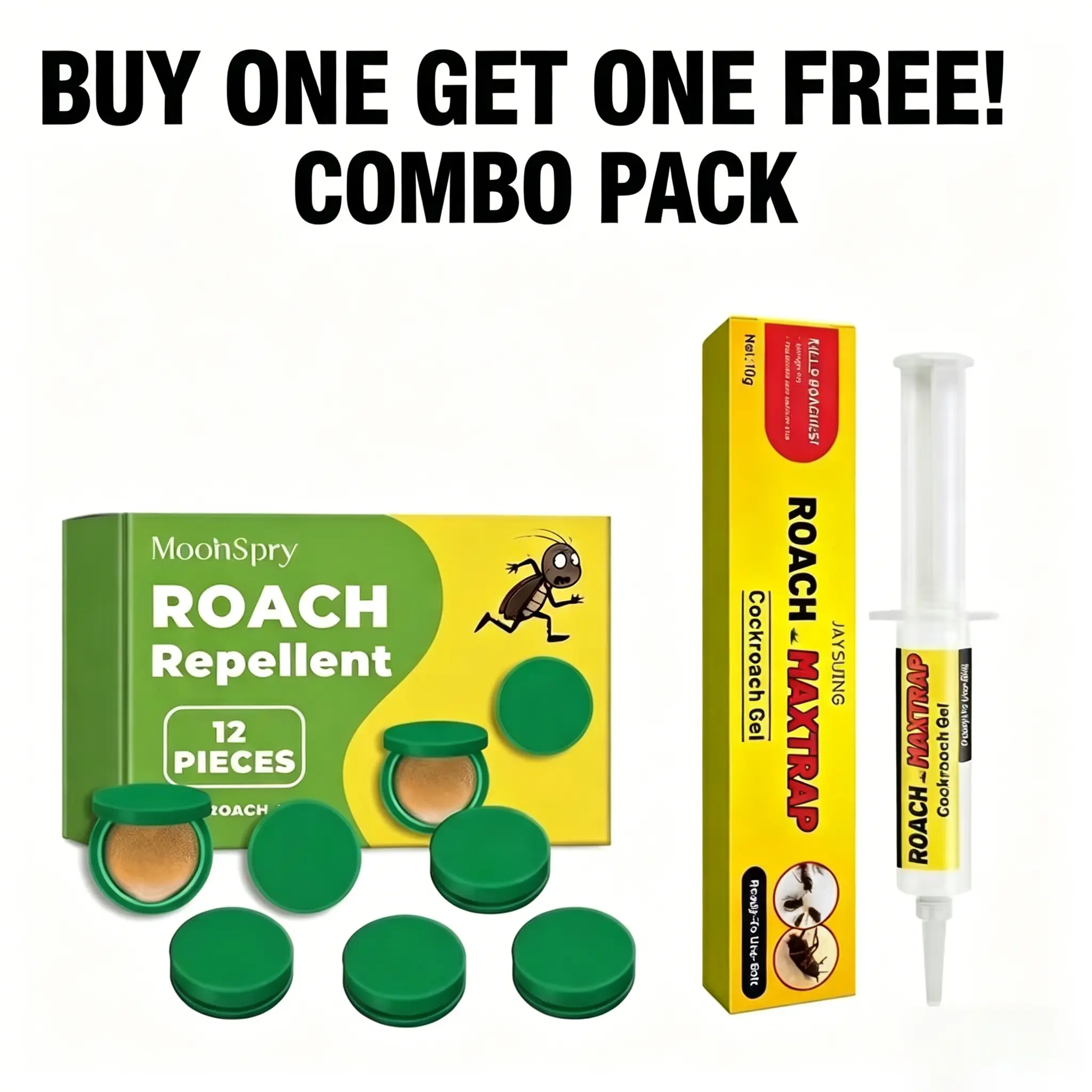 Buy 1 Get 1 FREE! MoonSpry Roach Repellent, MaxTrap Roach Killer Gel - Dual-Effect Cockroach Exterminator for Home, Kitchen icemachinecleaner