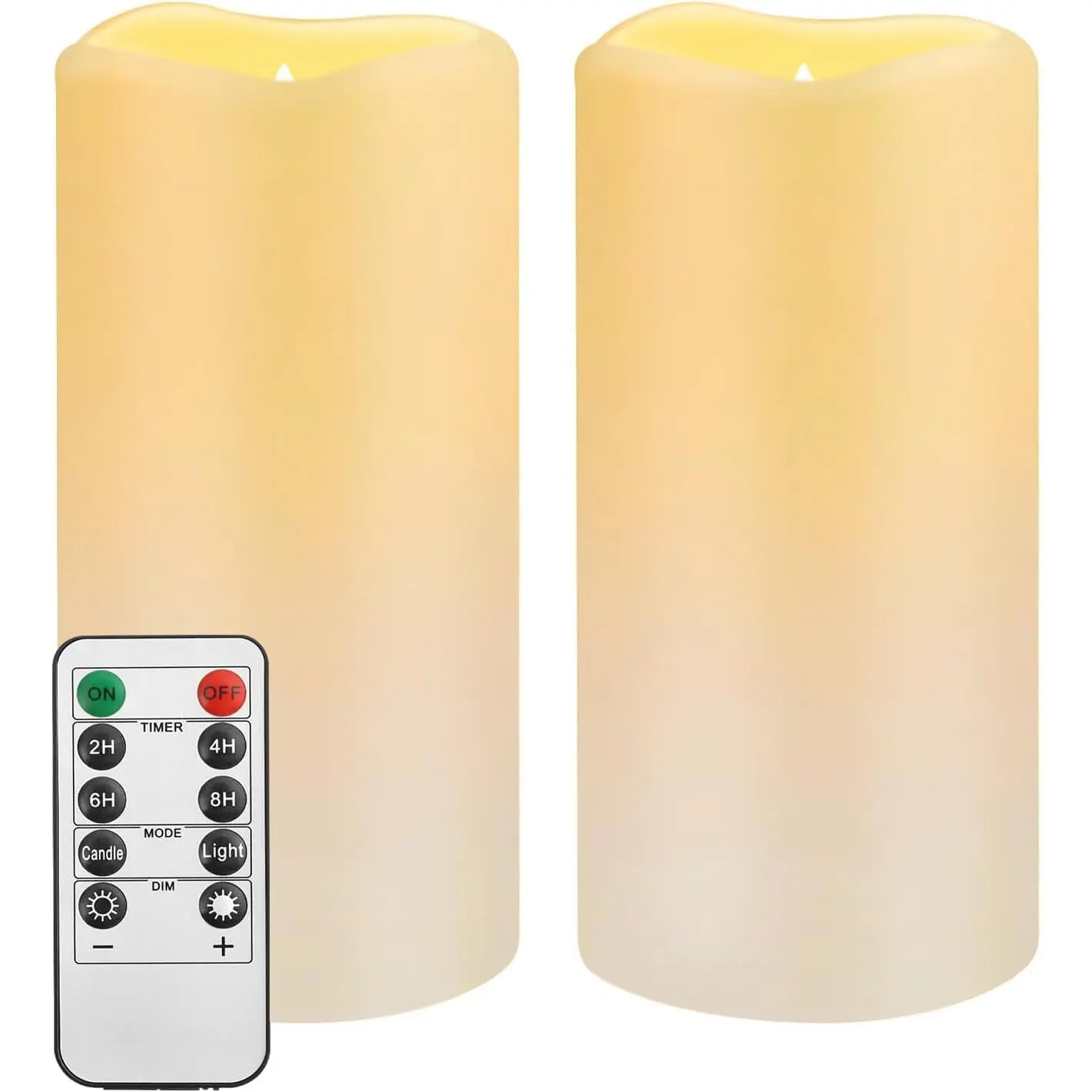 Flameless LED Pillar Candles 2-Pack (D3''xH5.5''), Synthetic Plastic, 10-Key Remote Control with 24-Hour Timer, Water Resistant, Batteries Included, Ideal for Indoor/Outdoor Gardens & Weddings