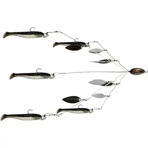 Fully Rigged 5 Arms 8 Bladed Umbrella Rig Bass Lure W/Swim Baits and Jig Heads Included