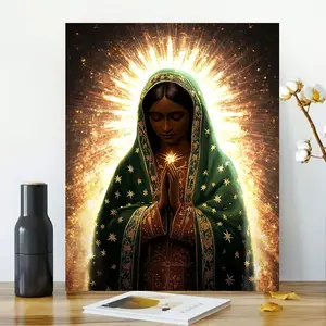 Our Lady of Guadalupe Canvas Art Print, 11.8x15.7 inches, Religious Wall Hanging Decor, Art Deco Classic Retro Style, Indoor/Outdoor Framed Poster for Home Office, Living Room, Bedroom, Bathroom, Kitchen, Classroom, Spring/Winter Season Decor