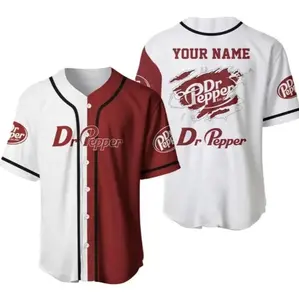 Custom Dr Pepper Baseball Jersey – Classic Vintage Style, Personalized Button Up Shirt for Fans