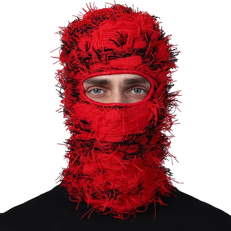 Solid Color Fuzzy Balaclava Mask Warm Windproof Thermal Ski Mask Full Face Cover for Winter Sports Outdoor Knit Headgear for Men Women