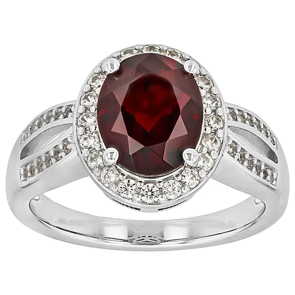 JTV Red Vermelho Garnet(TM) Rhodium Over Sterling Silver Ring 3.04ctw
