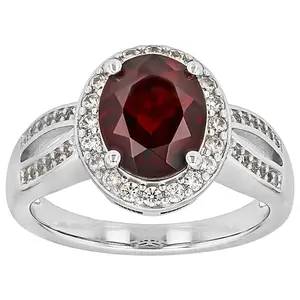 JTV Red Vermelho Garnet(TM) Rhodium Over Sterling Silver Ring 3.04ctw