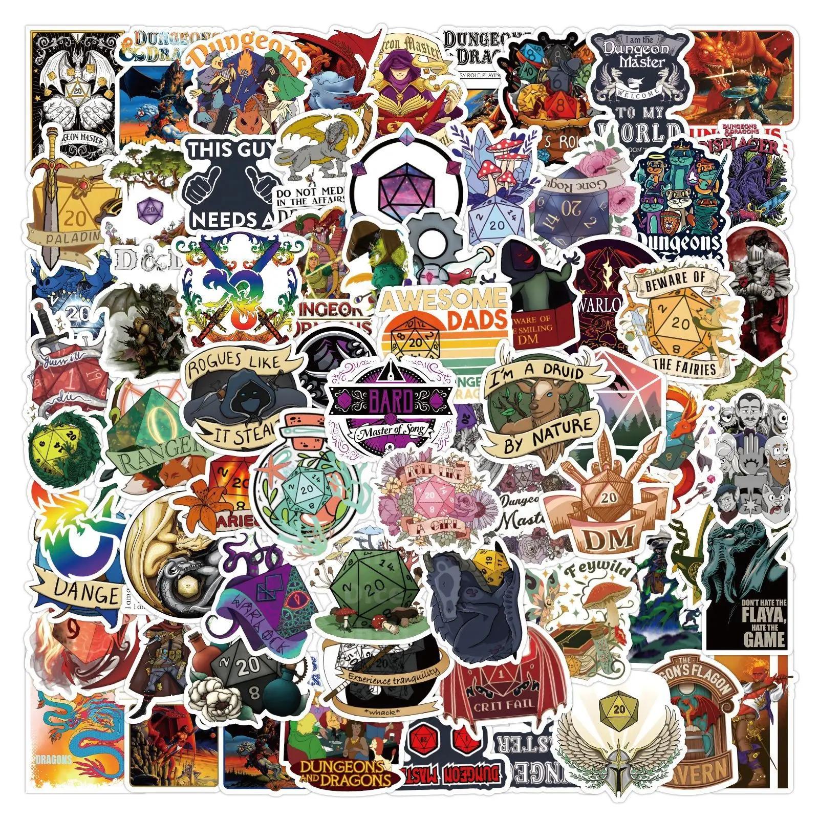 100 Cartoon Dragon D&d Stickers, Waterproof Decorative Stickers for Journals, Stationery, Water Bottles, Computers, Fun & Creative Design, Stickers for Scrapbooking