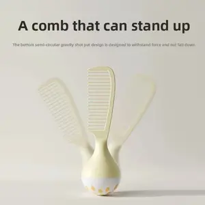 2 Pcs Tumbler self-standing comb, anti-static portable hair brush,wide-toothed anti-tangle design, U-shaped comb teeth, and an ergonomically designed handle. soft bristle