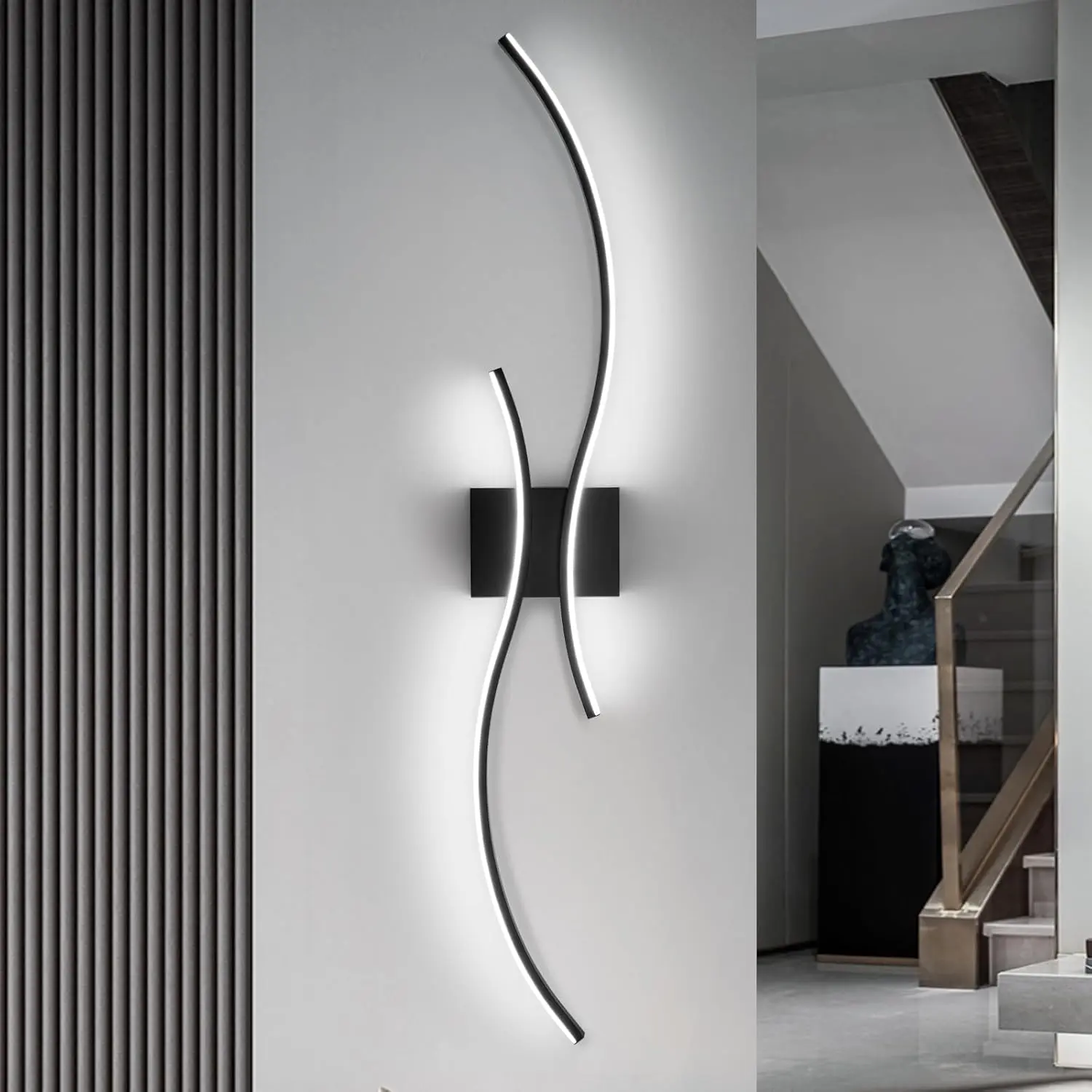 Modern Led Wall Sconces, 24inch Bathroom Mirror Vanity Light , Wall Fixtures Staircase Lights, Indoor Wall Decor Bedside Wall Lamp for Bedroom Living Room Hallway Hotel