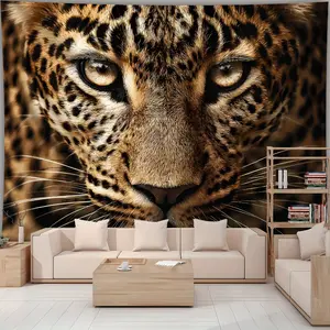 1pc - Extra Large, Sharp Leopard Landscape Photo Tapestry, Polyester High-Definition Print Wall Hanging, Ideal for Living Room, Bedroom, Office, and Party Decor, Indoor Use, No Installation Needed, Party Wall Decor | Vibrant Animal Print Geometric Size