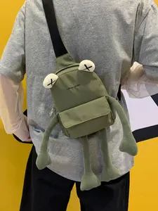 Women's Cute Cartoon Frog Design Chest Pack, Casual Novelty Crossbody Fanny Pack, Fashionable Zipper Sling Pack for Daily Use, Versatile Bag, Lightweight Crossbody Bag