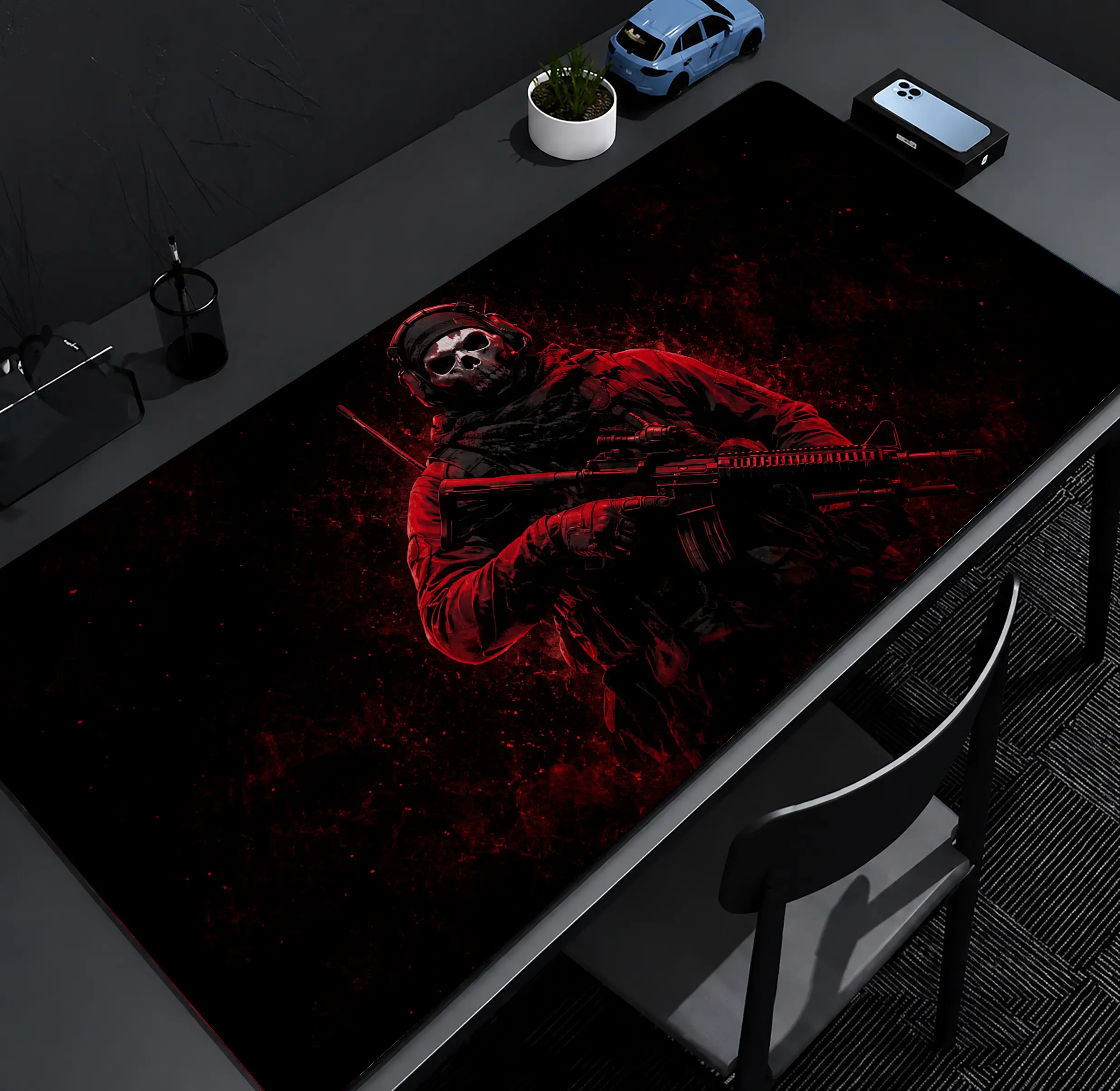 Tactical Ghost Skull Desk Mat Military Shooter Gaming Mouse Pad Large Call of Duty Style Keyboard Mat Cool Gamer Desk Accessories Boy Gift