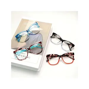 COJWIS 4 Pack Reading Glasses Anti Blue Light for Men and Women with Stylish Pattern Print Round Frames and Spring Hinge Readers Fashion Square Blocking
