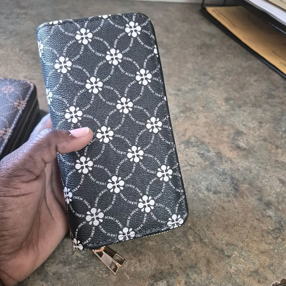 women's long wallet floral print double zipper phone clutch large capacity wristlet purse