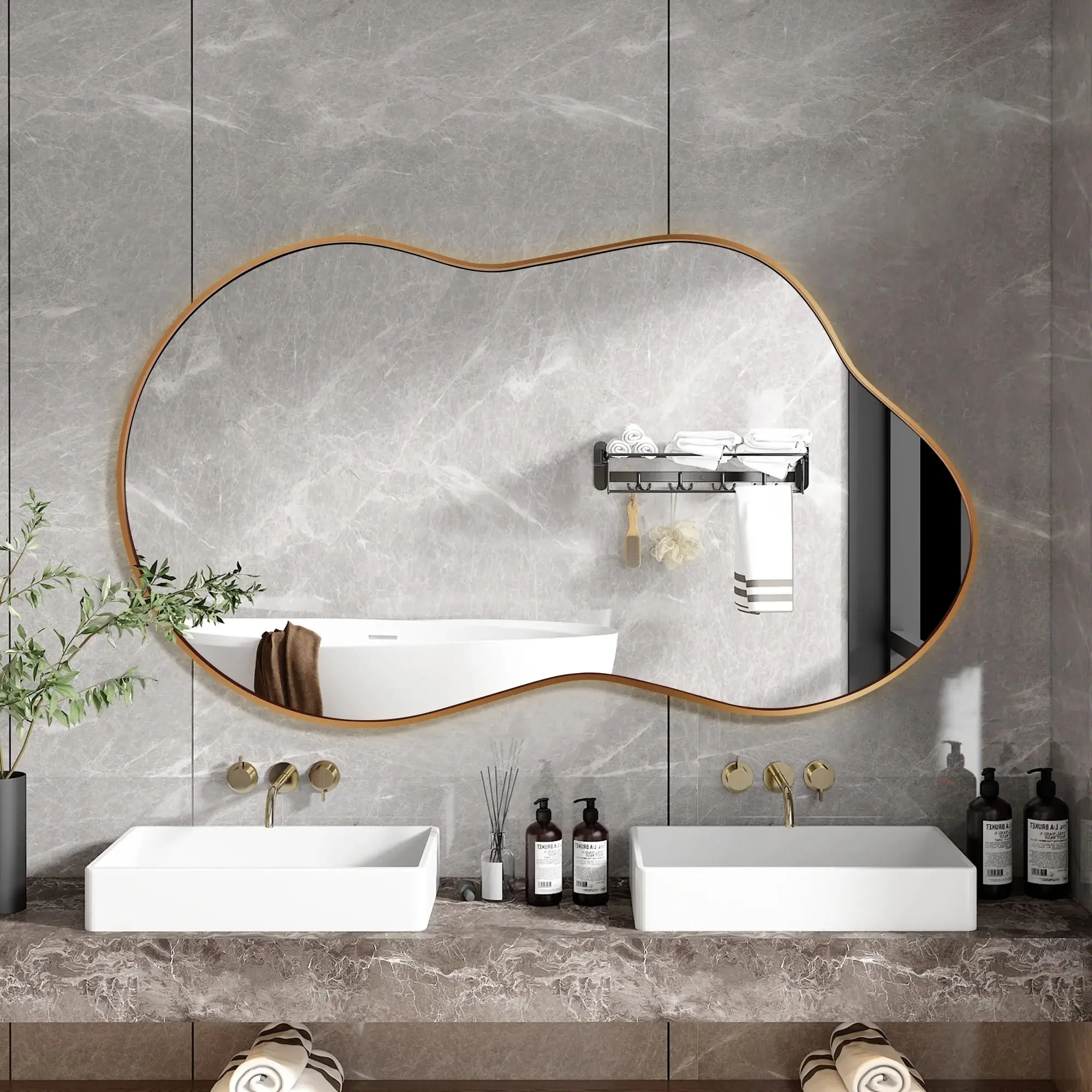TVF Cloud Wall Mirror 36"x20" Mirror Aluminum Alloy Frame