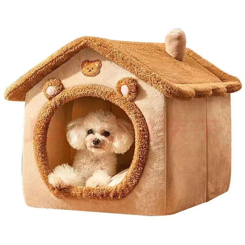 Indoor Warm Dog House Soft Pet Bed Tent House Dog Kennel Cat Bed Removable and Washable Cushion Suitable Four Season Universal