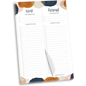 Work & Personal To Do List Planning Pad - Undated Tear Off Checklist Notepad Organizer with Perforated Sheets - 6" x 9" - Earthy Abstract