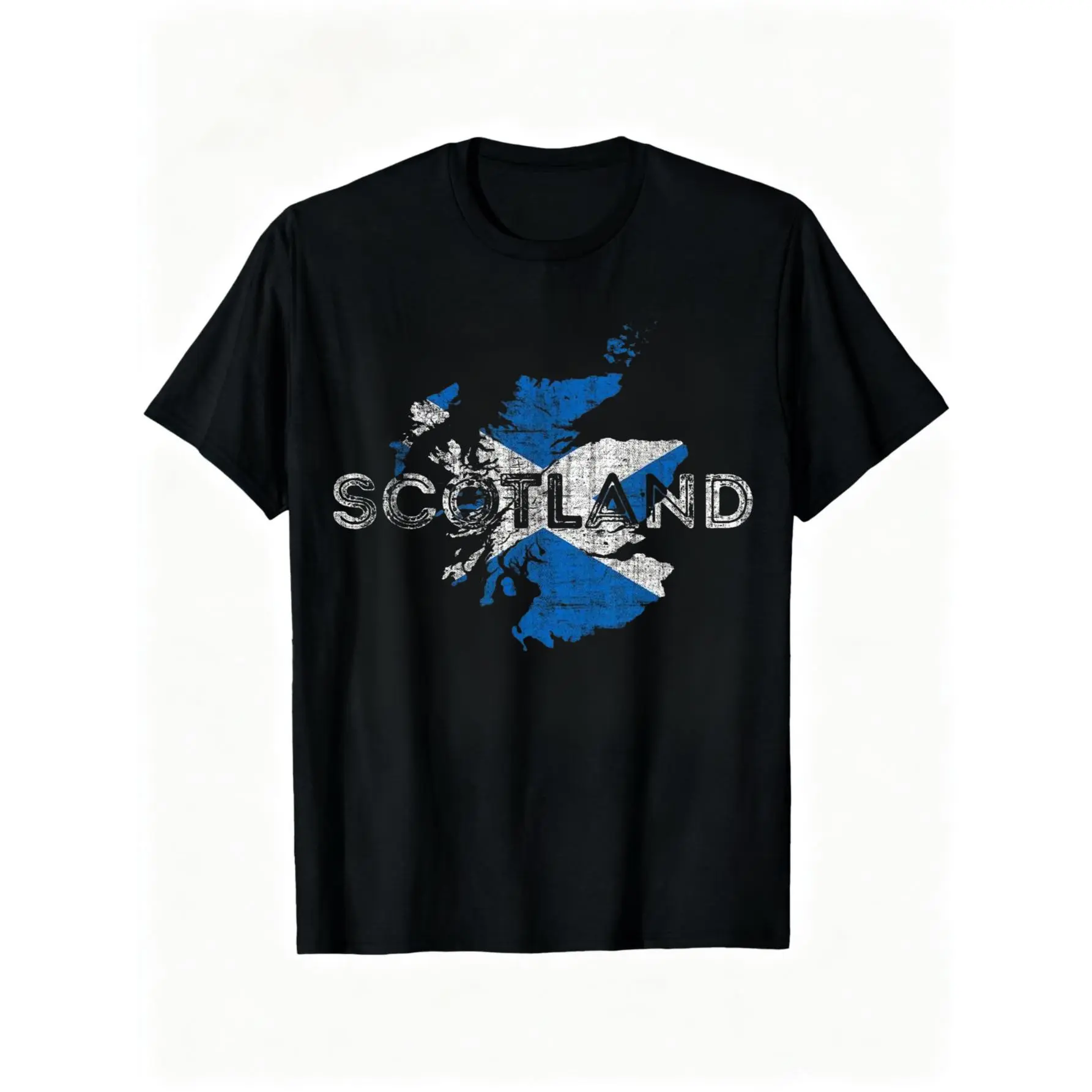 100% Cotton Scottish Map and Flag Souvenir - Distressed Scotland T-Shirt
