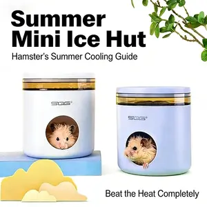 Small Pet Cooling & Hideout Hut, made of PP material, light-blocking, chew-resistant and roomy.Suitable for hamsters, Syrian hamsters, fancy rats, hedgehogs and other small pets.Comes with 2 replacement ice packs.