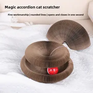 Magic Accordion Cat Scratcher w/Bell Ball, Interactive Indoor Cat Exercise Toy