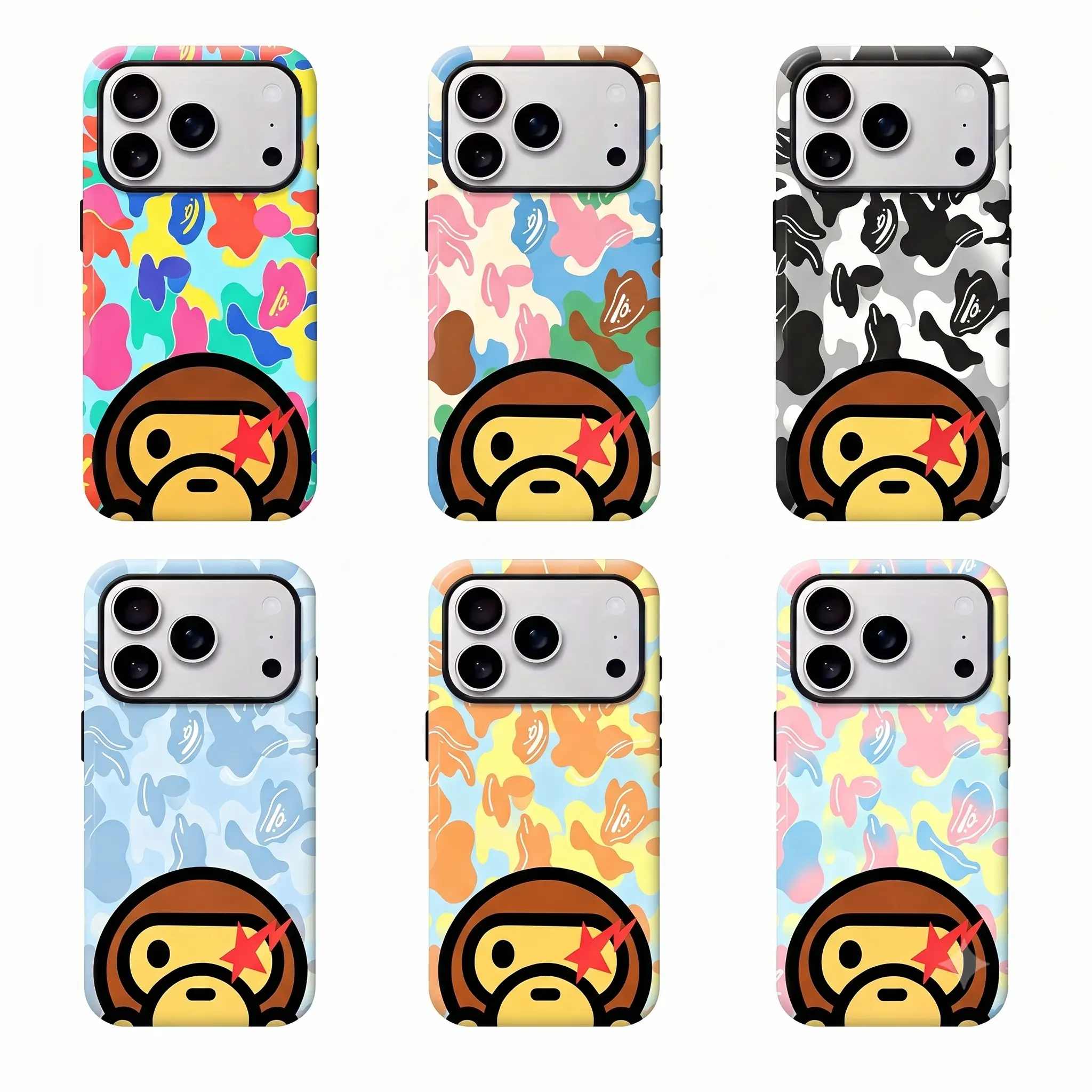 Bape Protective Camo Streetwear Case Suitable for iPhone17/16/15/14/13/12/11 ProMax/Plus and Samsung GalaxyS23FE/22/23