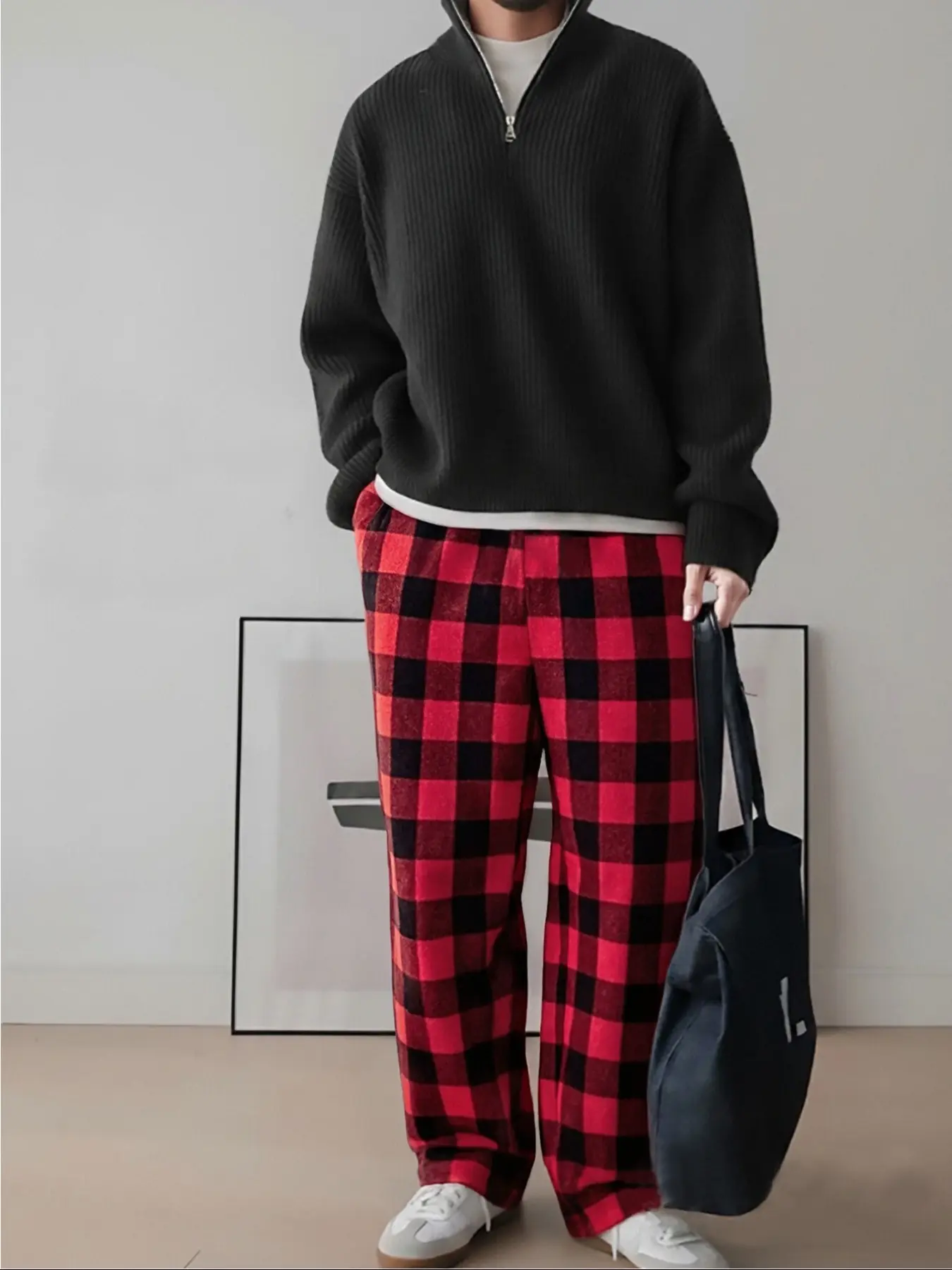 Men's Casual Plaid Long Pants, Home & Daily Wear, Fall Winter Fashion, Casual Fashion Trousers, Comfortable and Stylish, Suitable for All Seasons, Casual Comfy Trouser