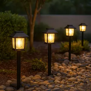 Solar Pathway Lights Outdoor, 4 Pack Bright Solar Lights, Waterproof Auto On/Off, Solar Powered Garden Lights for Yard, Patio, Walkway, and Driveway Lighting
