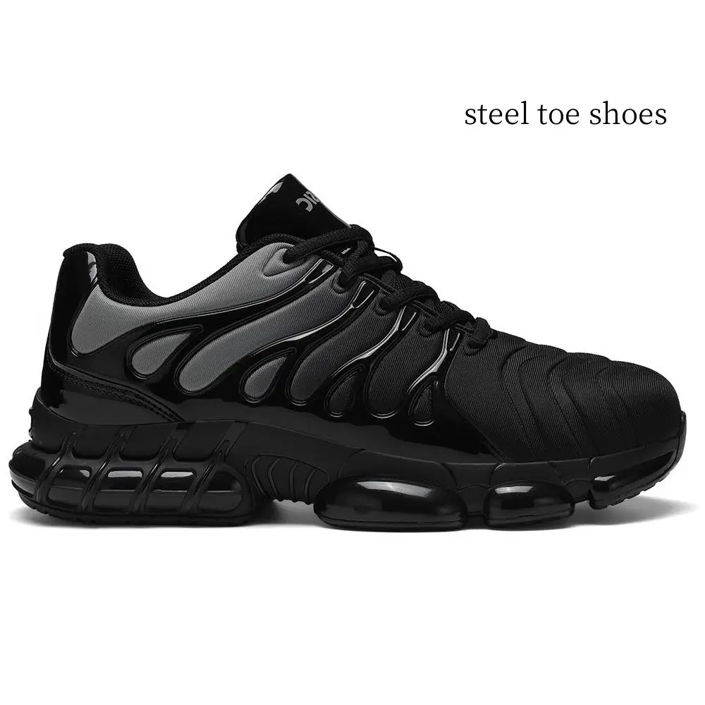 Steel Toe Sneakers - Vintage Striped Solid Color, All-Season Comfortable Lightweight Safety Shoes, Casual Street Indoor Outdoor Lace-Up, Fabric Upper,