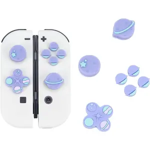 P-PDT09      Cute Cross D-Pad Button Caps Silicone Thumb Grips Set, ABXY Key Buttons Sticker Joystick Cover Caps Compatible with Switch/OLED - Happy Planet