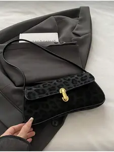 Vintage Women Faux Leather Flap Decorative Shoulder Bag Leopard Print Handbag for Dating Outings Parties Retro Style Crossbody Bag Fashionable Shoulder Bag