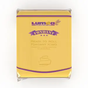 Fondant GoldCaramel, 1.1 LB, for cakes and figurines, gluten free, slight vanilla taste, gold fondant icing ready to roll, for edible cake decoration