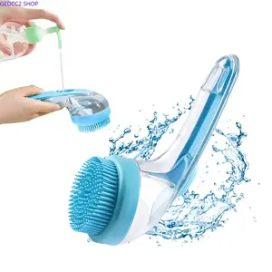 2-in-1 Pet Bath Brush with Shampoo Dispenser, Dog & Cat Grooming Brush for Bathing, Shedding Control & Deep Cleaning, Suitable for Long & Short Hair Pets