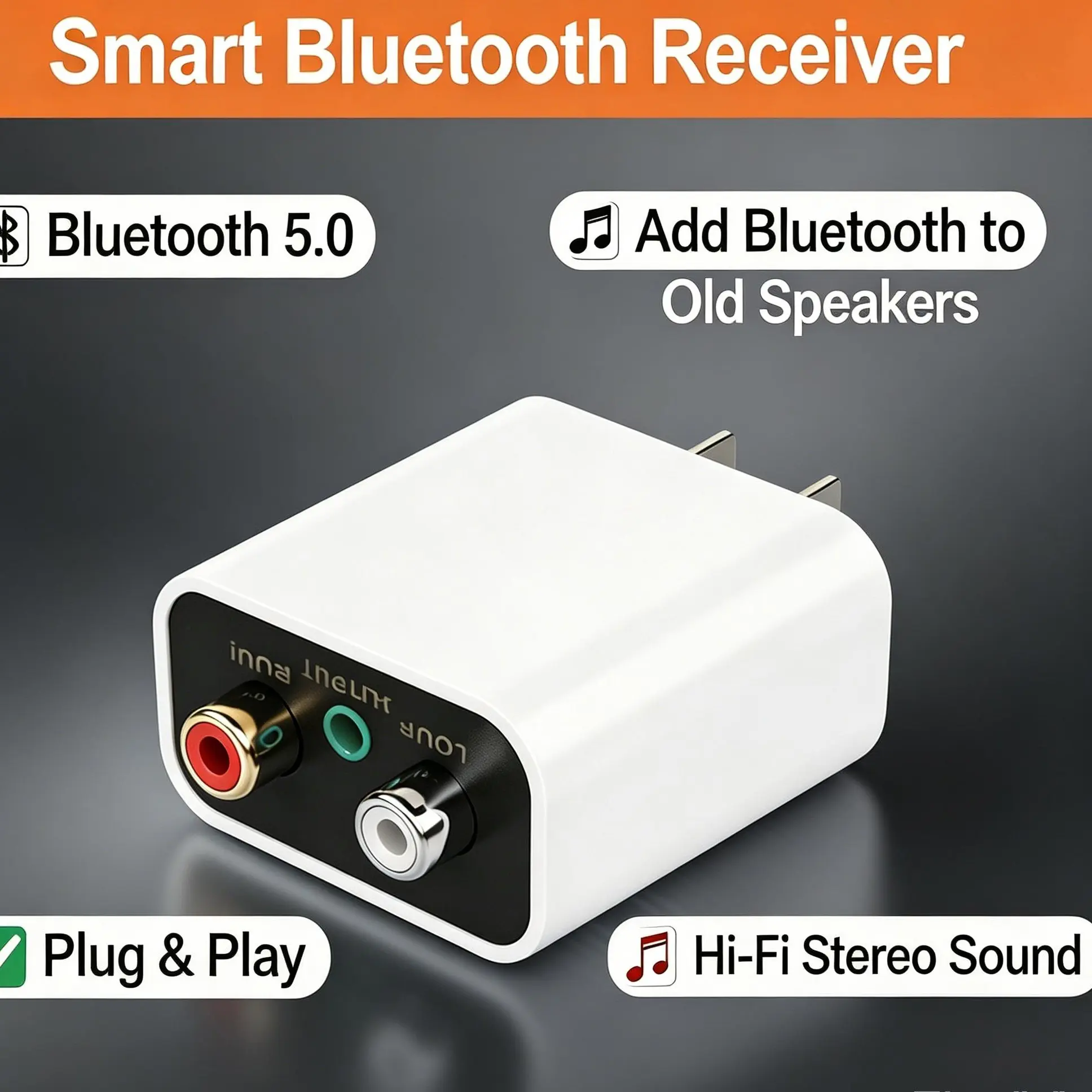 Bluetooth 5.3 Audio Receiver - Compact Conversion Module, Wireless Adapter for Old-Fashioned Audio Amplifiers & Old Speakers, Stable & High-Quality Sound Performance for Hi-Fi Stereo Music Streaming