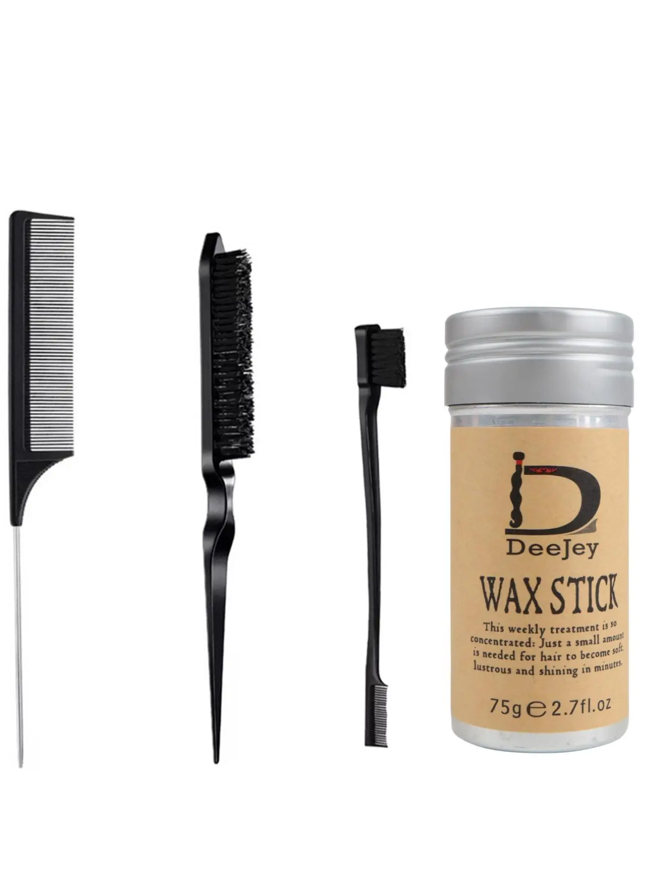 Summer 2024 Simple Basic Wig Styling Comb and Tail Comb, Teasing Hair Brush with Double Sided Edge & Hair Wax Stick Set, Professional Hair Styling Too