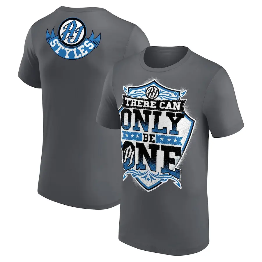 Men's Gray AJ Styles There Can Only Be One T-Shirt Professional Wrestler Tee For Man and Woman TShirt, Hoodie