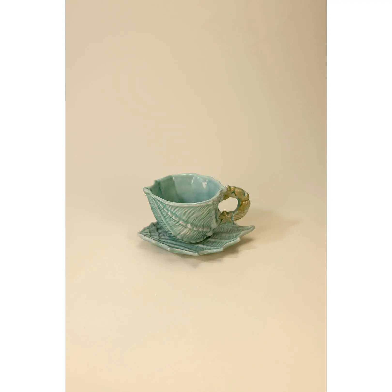 Shell Figural Cup & Saucer Blue