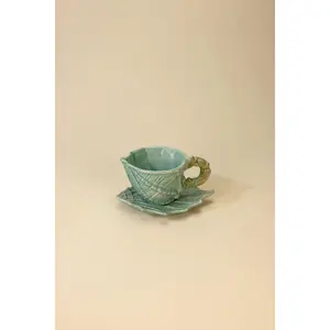 Shell Figural Cup & Saucer Blue