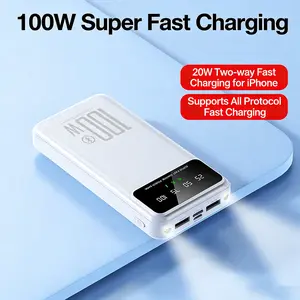 100W Powerbank Fast Charging LED Display Power Bank 20000mAh Dual Output Port USB & Type-C Phone Electronic Equipment Smartphone Digital Chargeable Smartphone Equipment Phone Electronic Digital Chargeable Smartphone Electronic