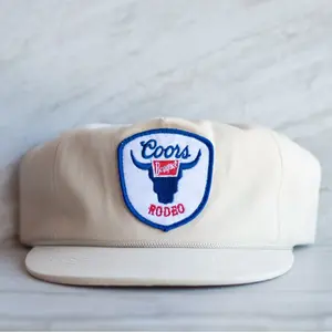 Original Banquet Rodeo Patch on Flat Bill Beige Rope Hat with Snapback