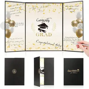 Class of 2026 Graduation Signature Book Black and Gold Congrats Grad Guest Book College Graduation Party Decorations Gift for Him or Her