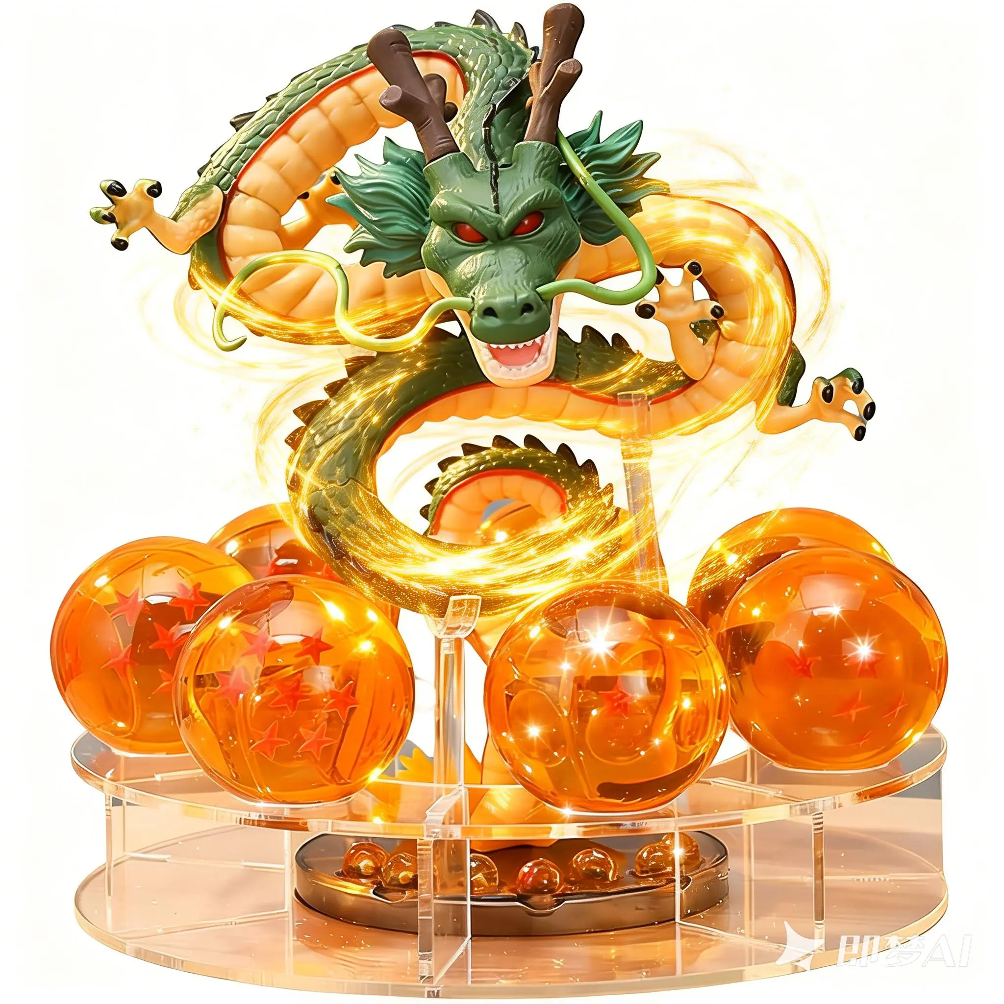 DBZ Handcrafted Exquisite Dragon Statue with 7 Crystal Balls, Premium Resin Art Sculpture, Collectible Figurine for Home Tabletop Shelf Decor, Anime Gift Ideas for Dragon Lovers, Transparent